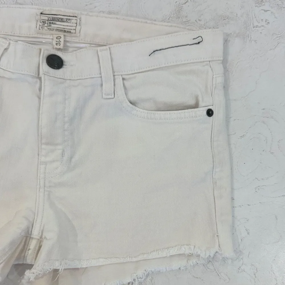 Current Elliott White Denim Frayed Hem Jean Shorts 30